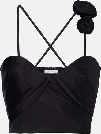 Poupette St Barth Palmire floral-applique crop top