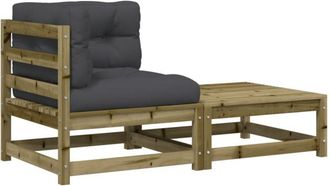 vidaXL Sof&aacute; De Jard&iacute;n De Equina Con Cojines Y Reposapi&eacute;s Vidaxl