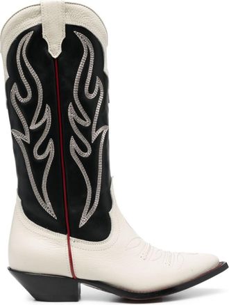 Sonora White Embroidered Suede Western Boots