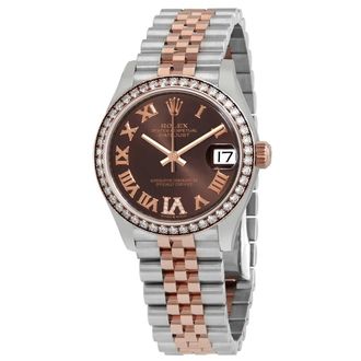 Rolex Datejust Chocolate Roman Dial Automatic Ladies Steel and Everose Gold Jubilee Watch 278381CHRDJ