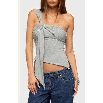 Edikted Zoie Draped Tie Shoulder Top in Gray-Melange at Nordstrom, Size X-Small