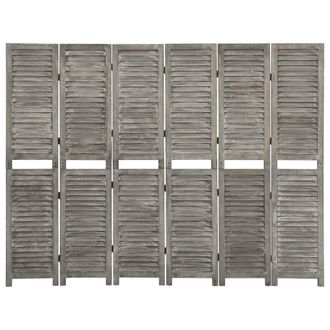 vidaXL Biombo De 6 Paneles De Madera Maciza Gris 214x166 Cm Vidaxl