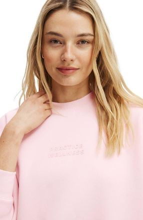 Cotton On Womens Active Plush Graphic Crew Sweatshirt in Cherry Dream Wellness at Nordstrom, Size X-Large