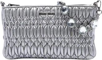 Miu Miu Pre-owned Nappa Leather Satchel - Dames - Vintage Clutch - Grijs - ONE Size - Leer - Vintage