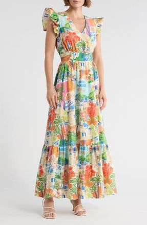 Flying Tomato Print Maxi Dress in Beige Multi at Nordstrom Rack, Size X-Small