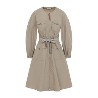 Moncler Short Dresses, female, Beige, Size: S Cotton Mini Dress