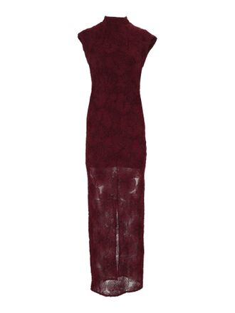 Rotate Brown Tight-Fit Floral Mesh Maxi Dress