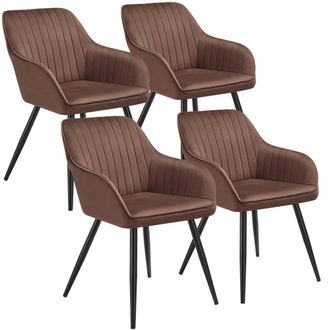 TecTake Dining Chair Marilyn Set Of 4 - Brown/Black in Brown | Size: 4 Pack