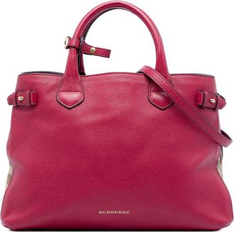 Burberry Pre-owned Burberry Medium Leather and House Check Canvas Banner Satchel Ladies I2VGCUN4J6HUDV4U