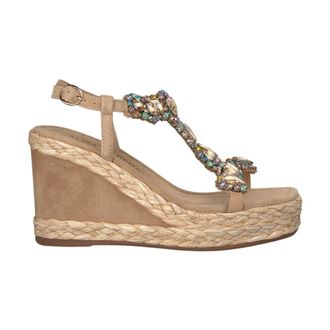Alma En Pena Wedges, female, Beige, 7 UK, Woven Wedge Sandal with Embellishments