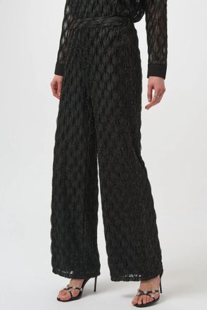 Joseph Ribkoff Sequined Pull On Wide Leg Pants In Black