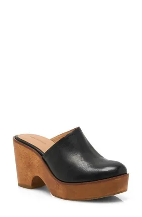 Free People Hudson Platform Clog in Black Leather at Nordstrom, Size 7.5