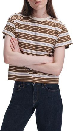 Rag & Bone Kelly Stripe Boxy T-Shirt in Brown Multi at Nordstrom, Size X-Small