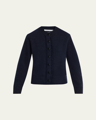 Maria McManus Cashmere and Cotton Ladder Stitch-Trim Cardigan
