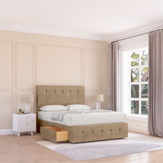 Sloomy Highbury Divan Bed Base No Drawers & 54 Floor Standing Headboard in Light Brown | Size: Single