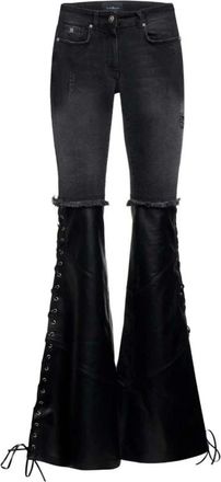 John Richmond Broeken, Dames, Zwart, W31, Katoen, Wijde Broek met Hybride Ontwerp