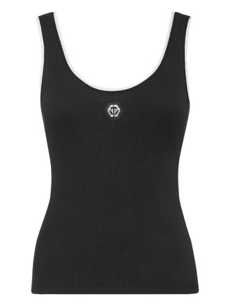 Philipp Plein ribbed tank top - women - Cotton/Elastane - M - Black