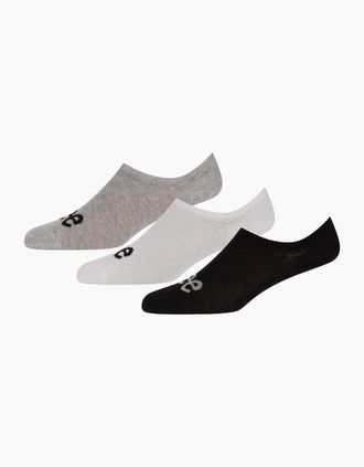 Lee Mens Chris 3 Pack No Show Liner Socks - Black/Grey - Size: 4/4.5/5/5.5/6/6.5