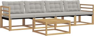 vidaXL Conjunto De Sof&aacute;s De Exterior 5 Uds. Blanco Y Gris Claro Vidaxl