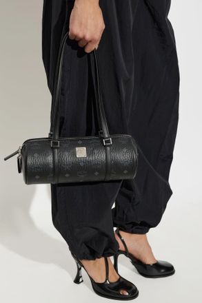 MCM Logo Shoulder Bag, Womens, Black