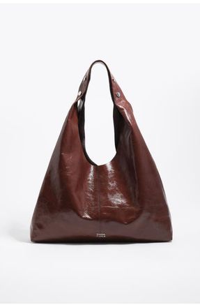 Bimba & Lola Leather Maxi Bikini Paper Bag in Moka at Nordstrom
