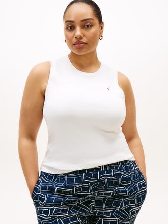 Tommy Hilfiger T-Shirt TOMMY HILFIGER CURVE CRV SLIM CODY C-NK TANK, Damen, Gr. 48, ecru, Single Jersey, Obermaterial: 100% Baumwolle, unifarben, regular fit normal,