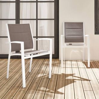 Sweeek Pair Of Stackable Aluminium Garden Armchairs in White