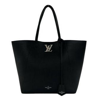 Louis Vuitton Black Leather Shoulder Bag Tote Bag (Pre-Owned)