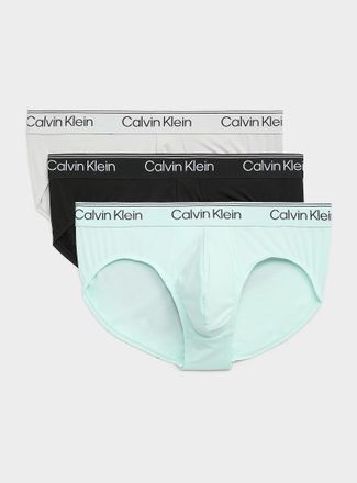 Calvin Klein Mens Black/grey/mint stretch briefs Recycled polyester 3-pack