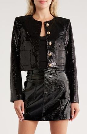 Cinq &agrave; Sept Sequin Randi Jacket in Black at Nordstrom Rack, Size 10