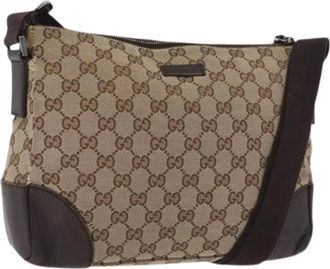 Gucci Pre-owned Cross Body Bags, female, Beige, Size: ONE SIZE Pre-owned Canvas Cross Body Bag