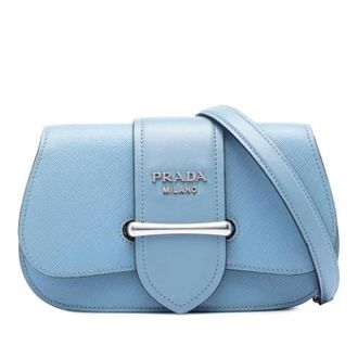 Prada Pre-owned Shoulder Bags, female, Blue, Size: ONE SIZE Pre-owned Mini Saffiano Sidonie Crossbody