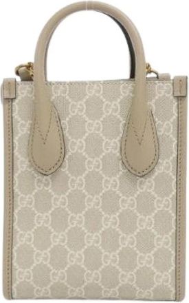 Gucci Pre-owned GG Supreme Canvas Bag - Dames - Vintage Shopper - Beige - ONE Size - Leer - Vintage