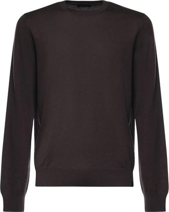 Fay Trui met ronde hals - Heren - Ronde hals truien - Bruin - S - Wol - Truien & Vesten