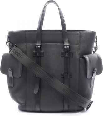 Louis Vuitton Black Leather Tote Bag (Pre-Owned)