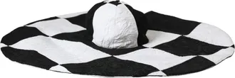 Dolce & Gabbana Womens Black White Checkered Wide Brim Floppy Hat And