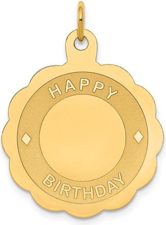 Diamond2Deal 14k Yellow Gold HAPPY BIRTHDAY Disc Pendant