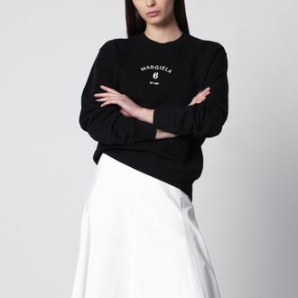 Maison Margiela Felpa girocollo in jersey di cotone con firma nera