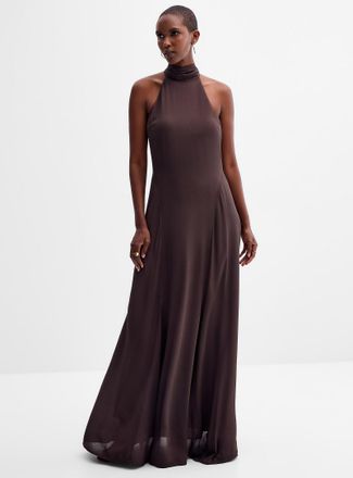Sams&oslash;e & Sams&oslash;e Saniva knotted mock-neck long dress