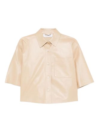 Max Mara Arcella cropped leather jacket - Neutrals