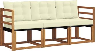 vidaXL Conjunto De Sof&aacute;s De Exterior 3 Uds. Natural Y Crema Vidaxl