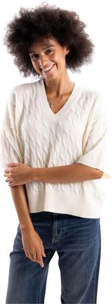 Marella Mlsvespa Oversize Sweater - Dames - V-hals truien - Wit - L - Wol - Truien & Vesten