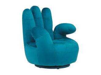 Vente-Unique Sill&oacute;n con forma de mano pivotante CATCHY de terciopelo - Verde azulado