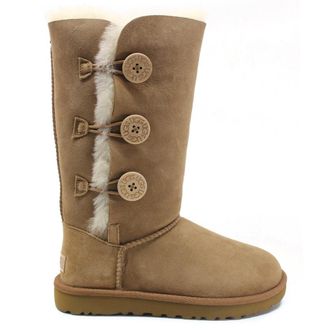 UGG Bailey Button Triplet II Sheepskin Suede Womens Boots - Chestnut - Size:UK 6