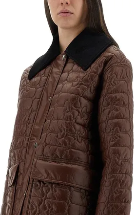 Ganni Quilted Recycled Polyamide Quilted Jacket - Brown