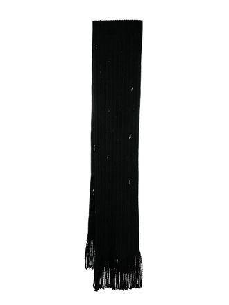 Roberto Cavalli cable-knit wool scarf - men - Wool - One Size - Black