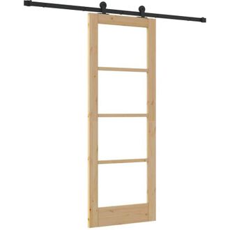 vidaXL Vidaxl - Puerta Deslizante Manual Marr&oacute;n 73.5 X 198.5 Cm Madera Y Metal