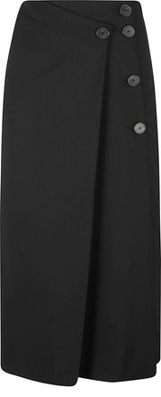 Iro Knee-Length Black Skirt with Asymmetrical Wrap Design