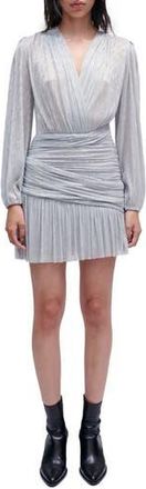 Maje Metallic Long Sleeve Minidress in Argent at Nordstrom Rack, Size 6 Us / 38 Fr