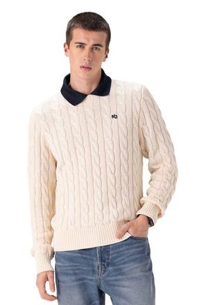Members Only Mens Crew Neck Cable Sweater in Off-White at Nordstrom, Size Xx-Large